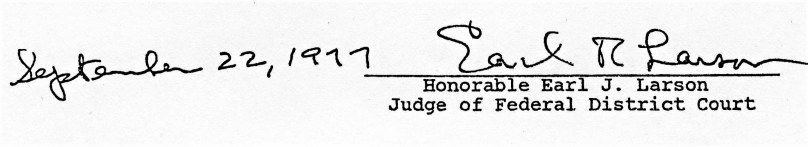 Earl Larson Final Judgment September 22 1977